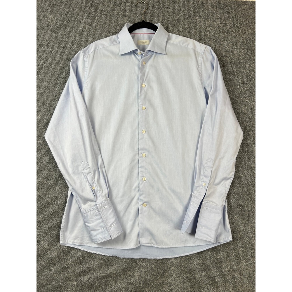 Eton Contemporary Fit Dress Shirt Light Blue Cambridge Cotton 17 43 Mens